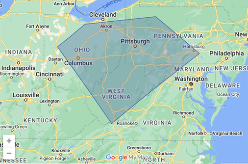 map, Johnstown PA, Somerset PA